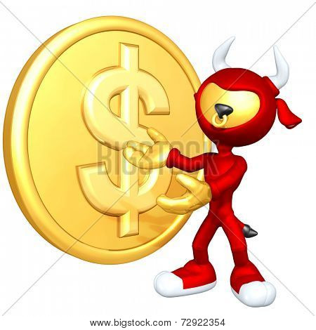 Mini Gold Guy Bull With Gold Coin