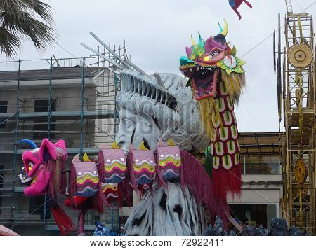Viareggio, Italy - CIRCA FEBRUARY 2009 - Big floats from The Carnival of Viareggio, the biggest carn