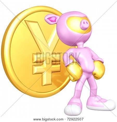 Mini Gold Guy Pig With Gold Coin