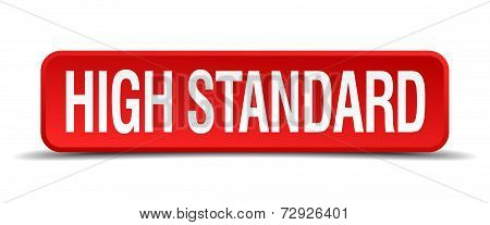 High Standard Red 3D Square Button On White Background