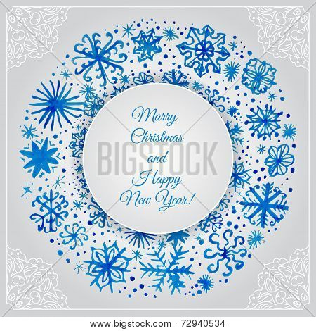 Watercolor frame for Chrictmas and New Year