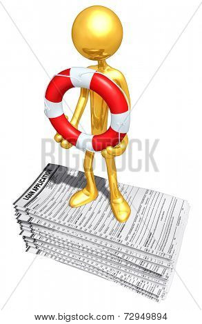 Gold Guy With Life ring On Loan Applications