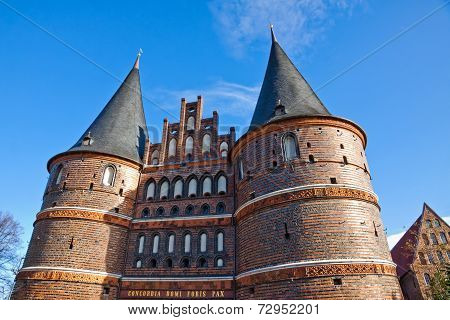 Holsten Gate In Lubeck Old Town, Germany