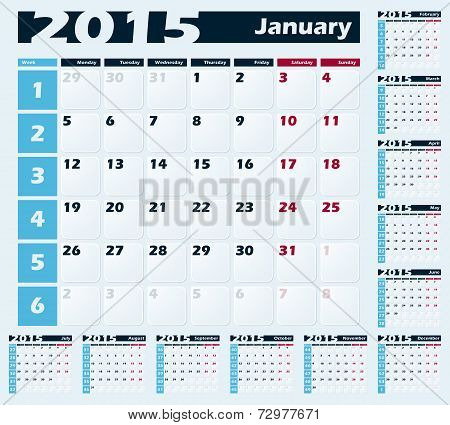 Calendar 2015 vector design template