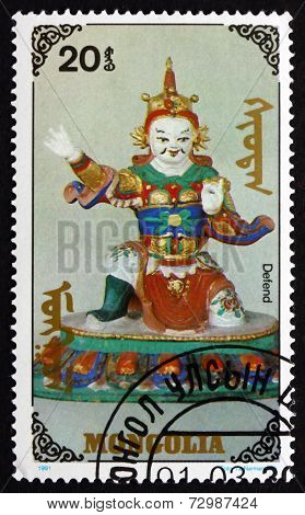 Postage Stamp Mongolia 1991 Defend, Buddhist Effigy