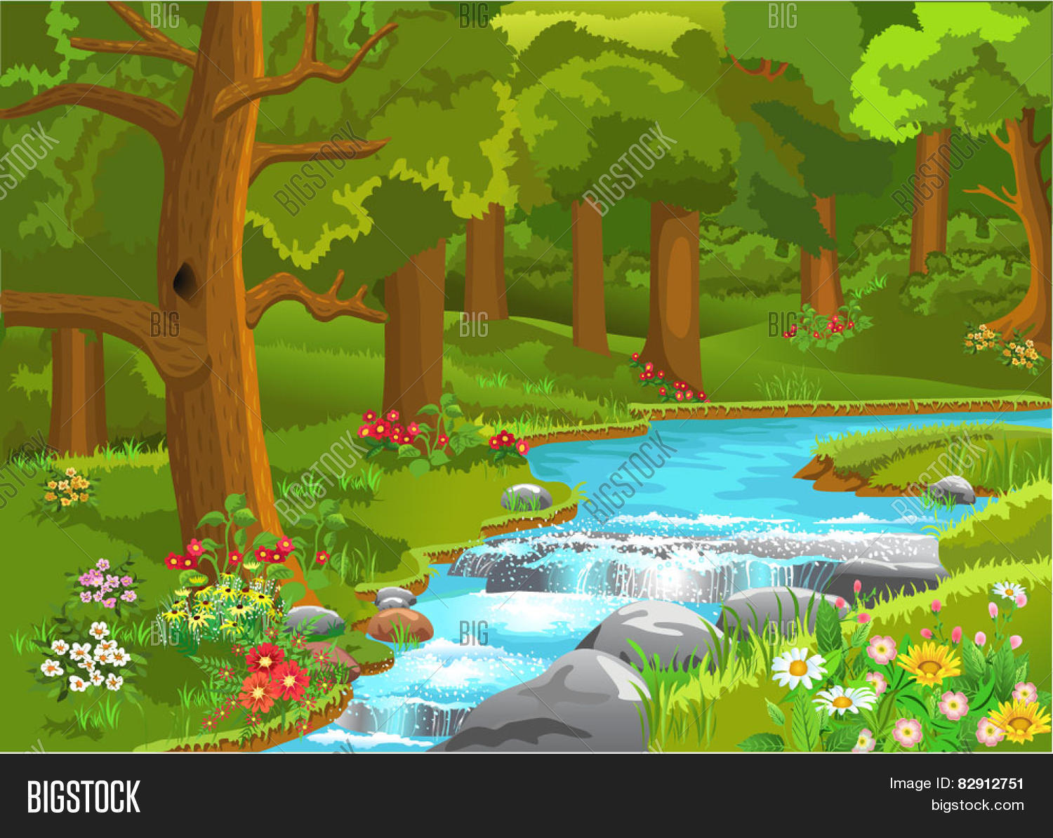 Stream Flowing Vector & Photo (Free Trial) | Bigstock