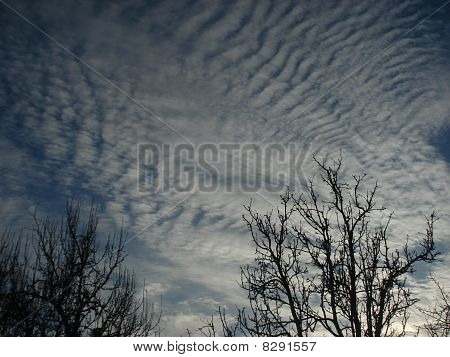 céu azul com nuvens estranhas