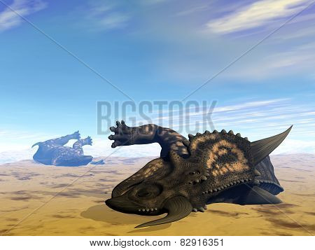Einiosaurus dinosaurs dead- 3D render