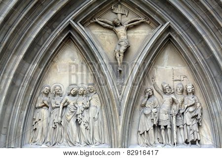 VIENNA, AUSTRIA - OCTOBER 11: Portal of Minoriten kirche in Vienna, Austria on October 11, 2014.