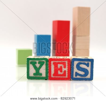 Wooden Blocks Spelling Word Yes