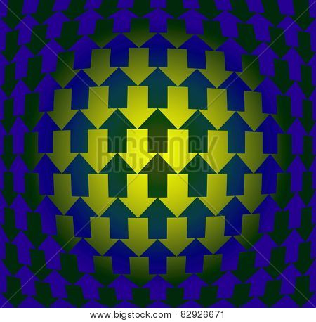 Arrows pointing to opposite directions, with gradient and warp, creating illusion of three dimensions