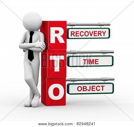 3D Businessman With Rto Signpost Illustration