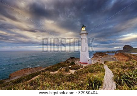 Castle Point Lighthouse at sunrise, Wairarapa New Zealand