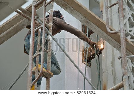 Welders working at high level