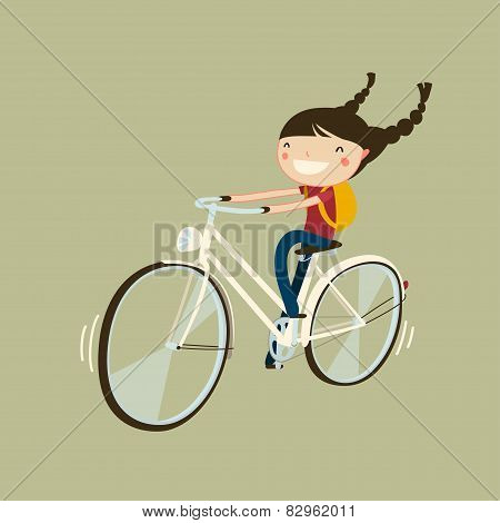 Girl Riding A Bicycle