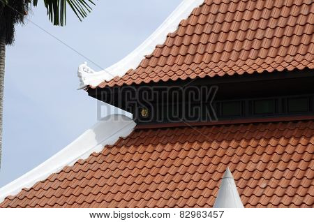 Roof detail of Masjid Kampung Hulu in Malacca, Malaysia