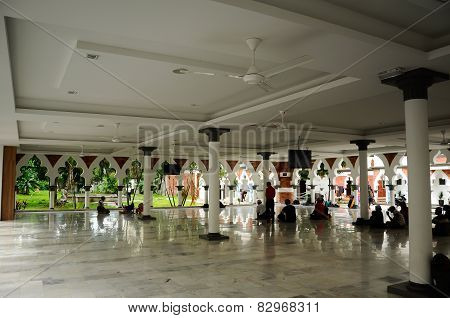Interior of Kuala Lumpur Jamek Mosque in Malaysia