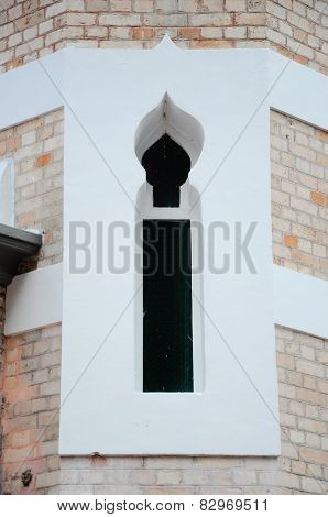 Minaret window detail at Kuala Lumpur Jamek Mosque in Malaysia