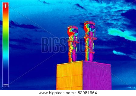 Thermovision Image Heating Plant Chimney
