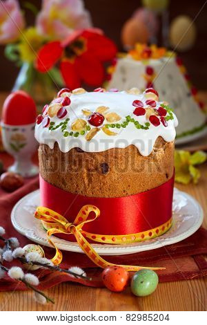 Festive Easter cake with the candied fruits