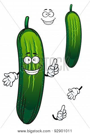 Cartoon funny green cucumber vegetable