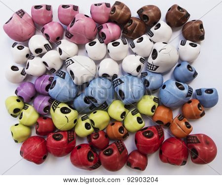 Funny Skull, Blue, Red, Yellow, Pink, White