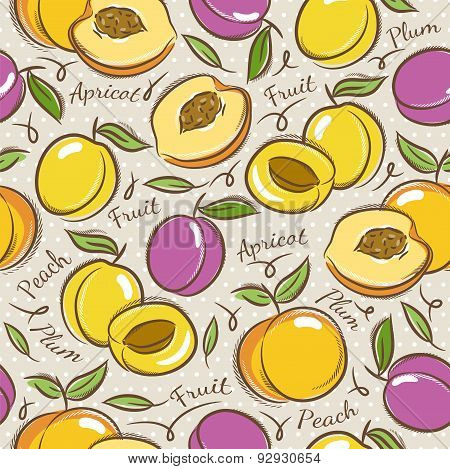 Background With Apricot, Plum And Peach