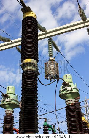 High voltage switch-yard in electrical substation