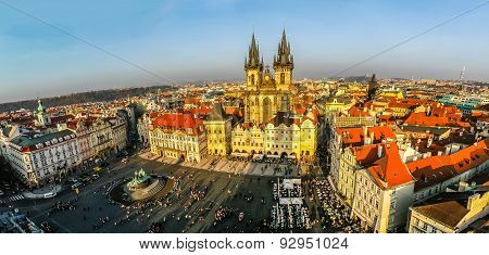 Aerial View On Church Of Our Lady Before Tyn And Staromestske Namesti
