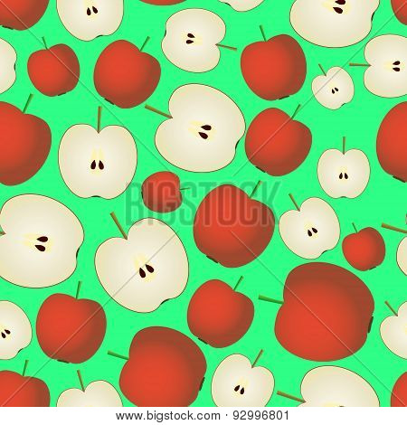 Colorful Apple Fruits And Half Fruits Seamless Pattern Eps10