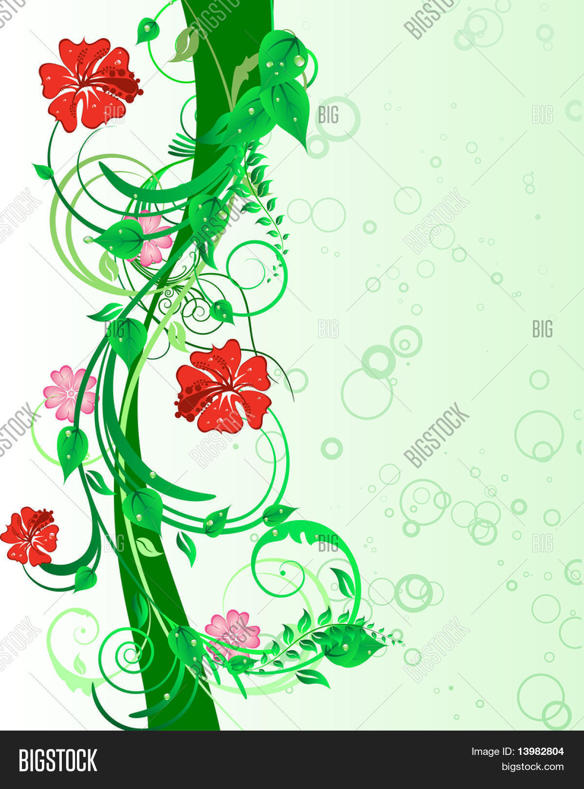 Green Floral Vector Vector & Photo (Free Trial) | Bigstock