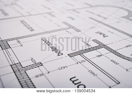 Construction of the building layout, building drawing on paperr