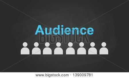 audience text concept with user icon symbol aligning on top of blackboard vector graphic illustration