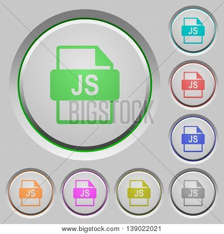 Set of color JS file format sunk push buttons.