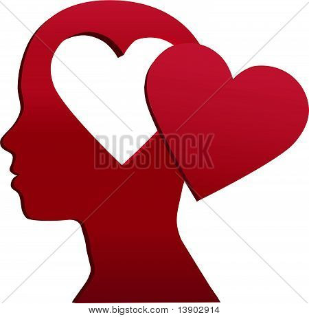 Valentine meisje hart hoofd houden geest ruimte