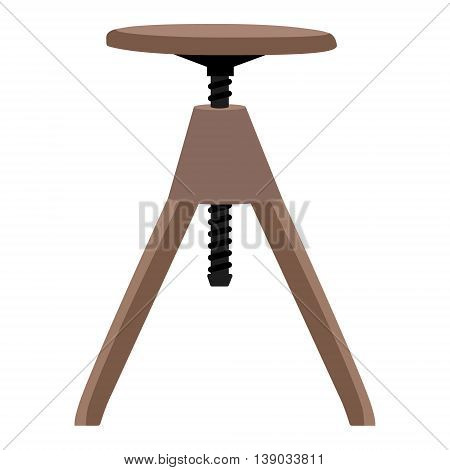 Vector illustration small wooden screw stool tabouret. Bar furniture