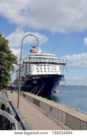 COPENHAGEN, DENMARK - JULY 13, 2016: German cruise ship, Mein Schiff 5, in port at Copenhagen, Denmark