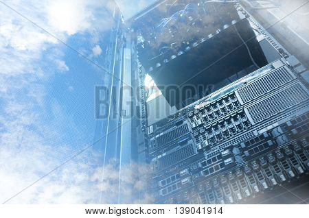 Cloud Servers Computing Technology In Datacenter Creative Concept