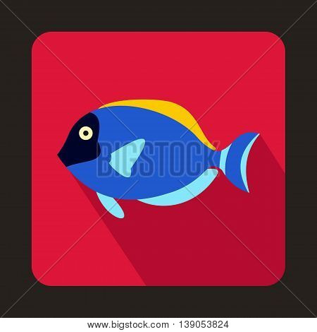 Blue surgeon fish icon in flat style on a pink background