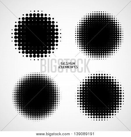 Simple Abstract Halftone Backgrounds. Vector Set of Isolated Halftone Modern Design Element. Black and white raster dots