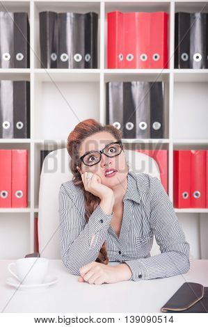 Bored Business Woman. Overwork Concept