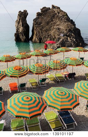 Beach Scene In Monterosso Al Mare, Cinque Terre, Italy