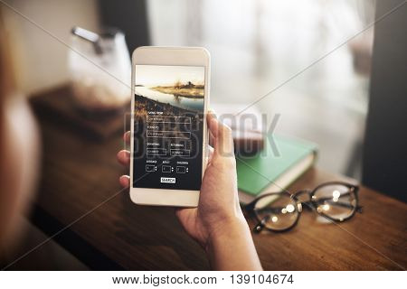 Flight Booking Cafe Destination Travel Concept