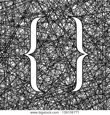 Curly Bracket Icon on Ink Grunge Background