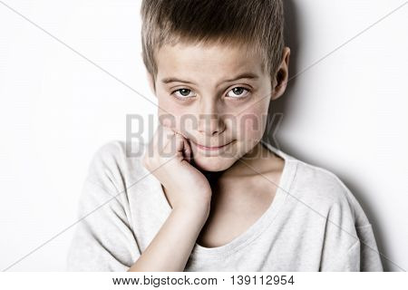 A stressed sad boy on studio bad time