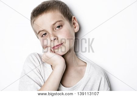 A stressed sad boy on studio bad time