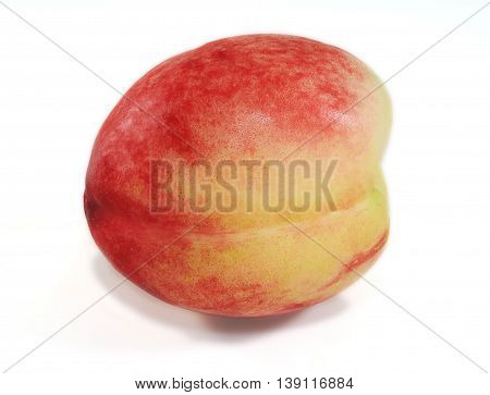 Nectarine on white background, Prunus persica nectarina