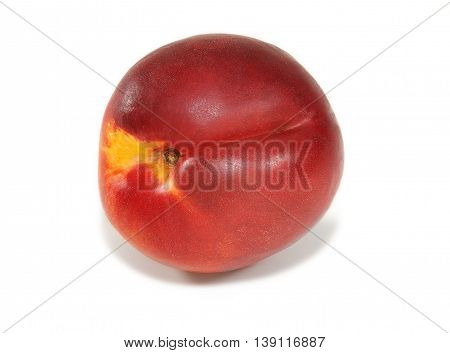 Nectarine on white background, Prunus persica nectarina
