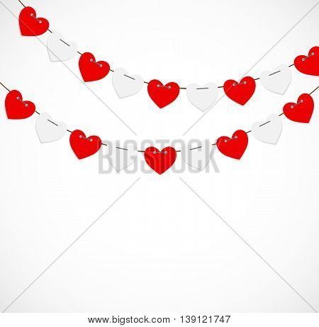 Party Background with Heart Shaped Flags Vector Illustration. EPS10