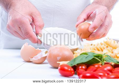 Fusilli Pasta Made By Hand In The Kitchen With Natural Ingredients